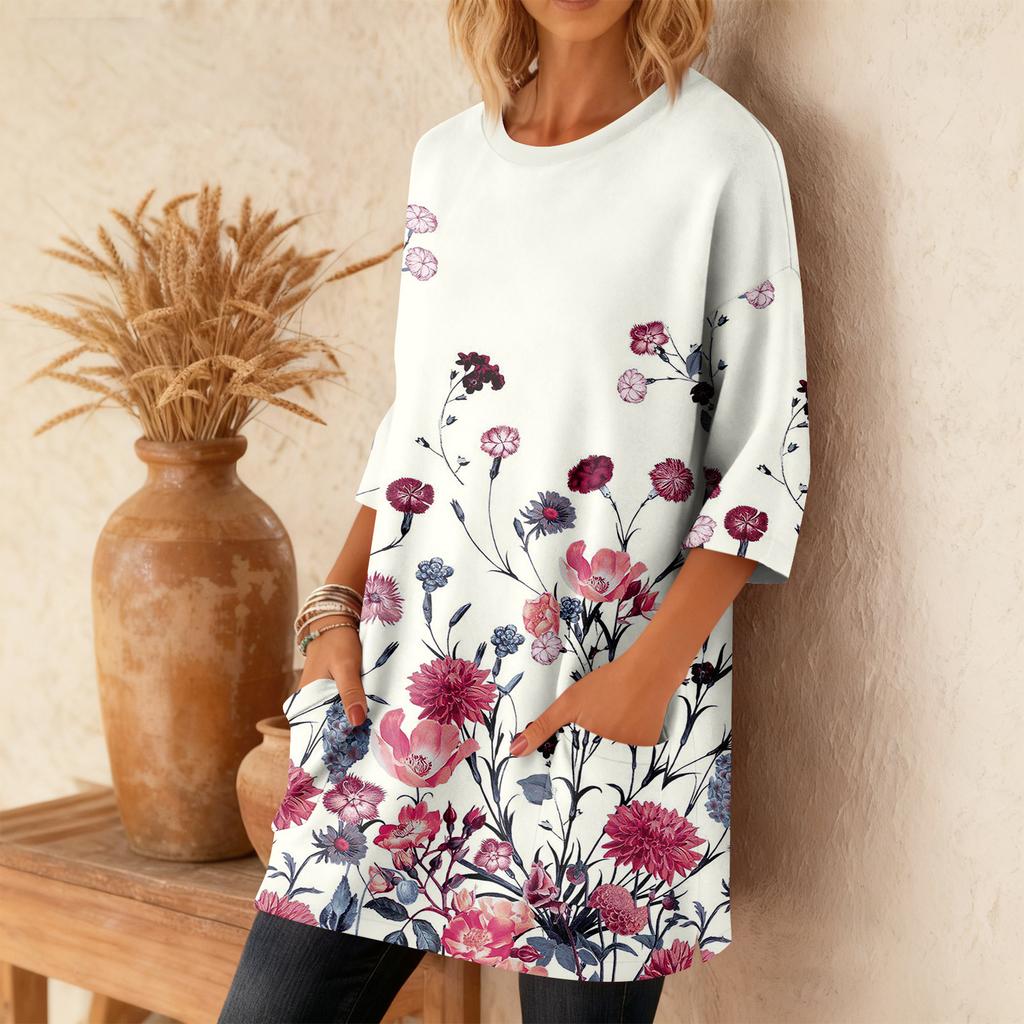 Damskie koszulki z rękawem 3/4 Koszulki z grafiką Koszulki Codzienne Podstawowe Top Bezrękawniki