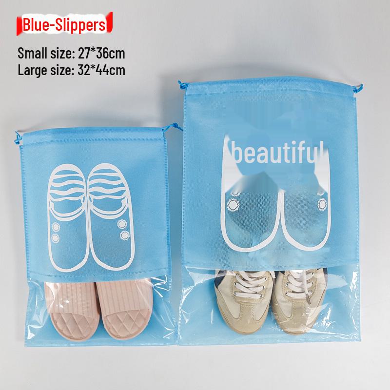 Thickened Transparent Non-Woven Drawstring storage bag for Shoes, Toys, and Travel - Dustproof and Spot-Free.