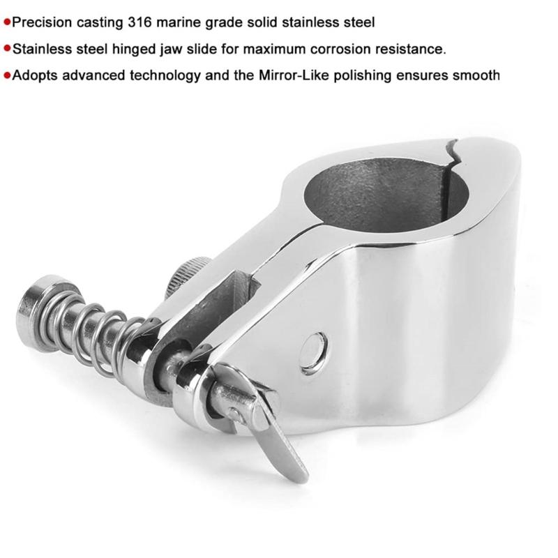 Cleme pentru țevi de baldachin pentru bărci, pachet de 2, glisiere cu fălci articulate din oțel inoxidabil rezistente, cu sistem de blocare sigur pentru țevi de 22-32 mm