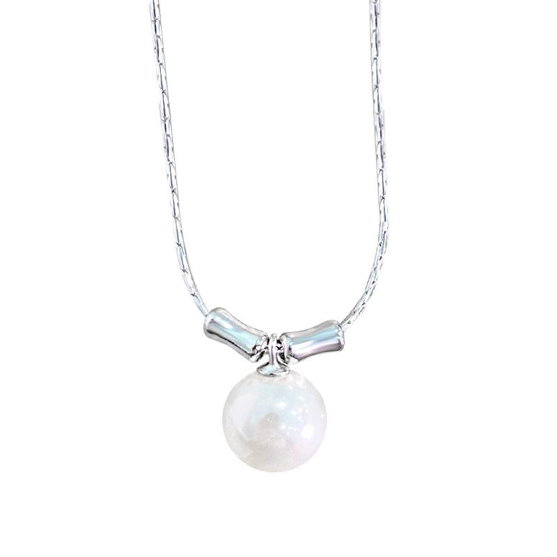 Personalized Bamboo Pearl Necklace for Women's Inset Style, Fashionable and Cool Style, Collarbone Chain Neck Ornament