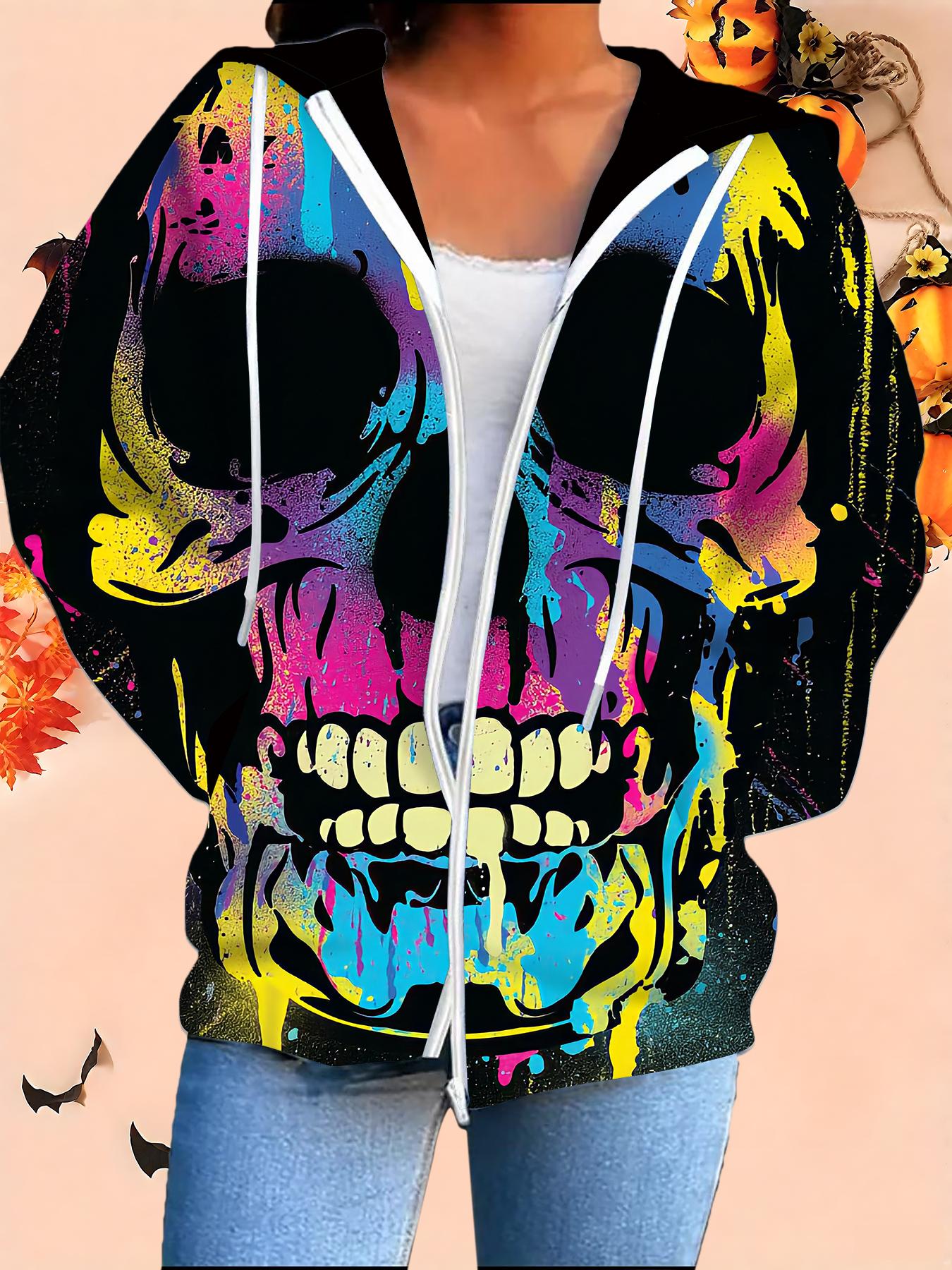 

Хэллоуин Кардиган с капюшоном 3D-принт Большой размер Осень Зима Ретро 1XL фиолетовый