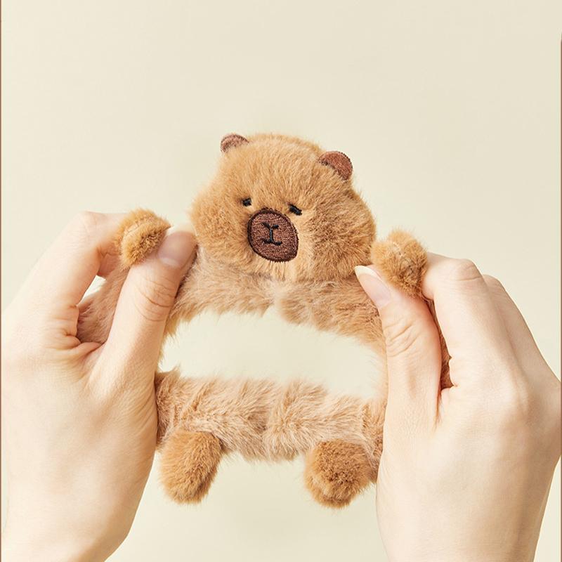 Kawaii Capybara Hair Scrunchies Cute Cartoon Animal Plush Hair Rope Ponytail Holder For Girls Lovely Hair Accessories