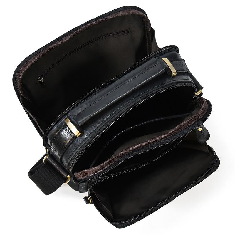 Men'S Genuine Leather Shoulder Bag Casual Messenger Bag First Layer Cowhide Portable Shoulder Bag Genuine Leather Men'S Bag