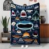 Cozy Shark Face Patterns Flannel Printed Blanket Suitable for All Seasons Suitable for Living Room Office Sofa and Travel