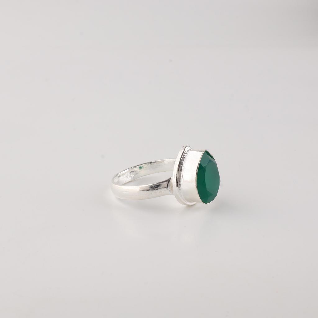 Green Onyx gemstone 925 Sterling Silver Handcrafted Jewelry Women Ring Anniversary Gift RR-76-18