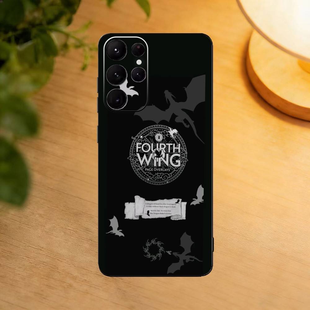 Novel Logo F-Fourth Wing Quarta Asa Phone Case For Samsung S25,24,21,22,23,30,Ultra,20,Plus,Fe,Lite,Note Soft Black Cover