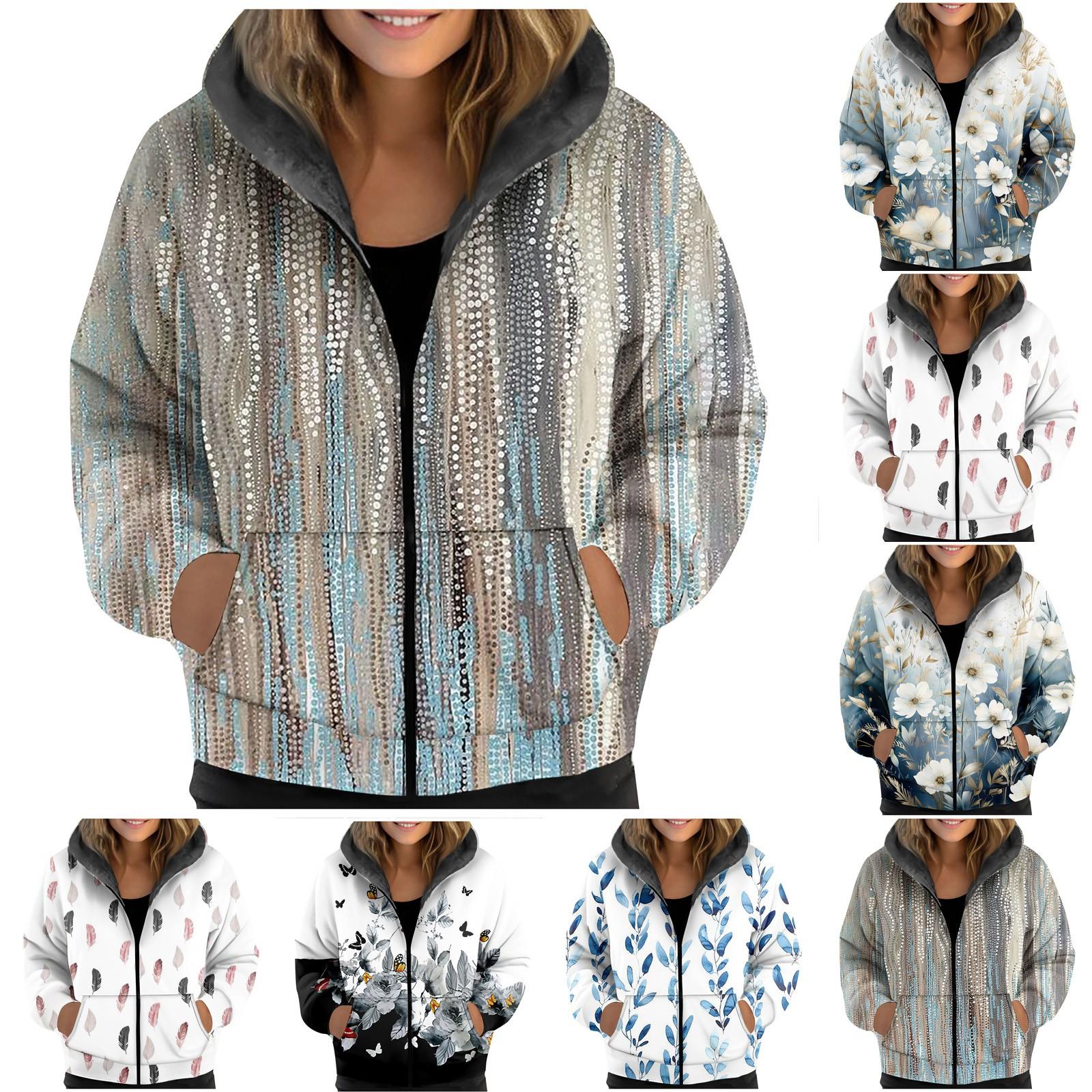 

Женская зимняя бархатная утолщенная куртка с капюшоном и цветочным принтом