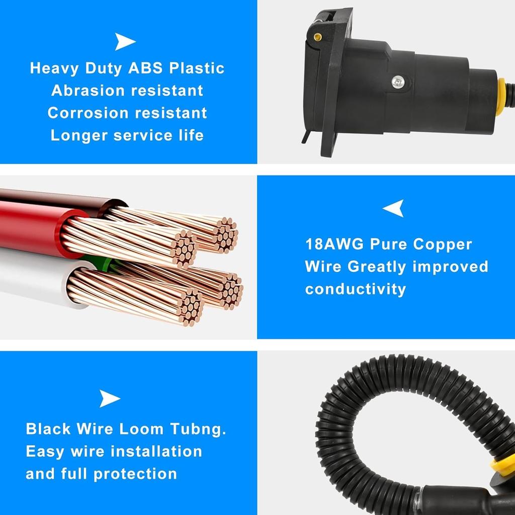 4 Pin To 7 Pin Trailer Adapter, 7 Way Round To 4 Way Flat Trailer Light Plug Ada