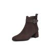 Krazing Pot Cow Suede Nubuck Square Toe Thick Heels Chelsea Boots Size 42 Zip Beauty Lady Women Ankle Boots