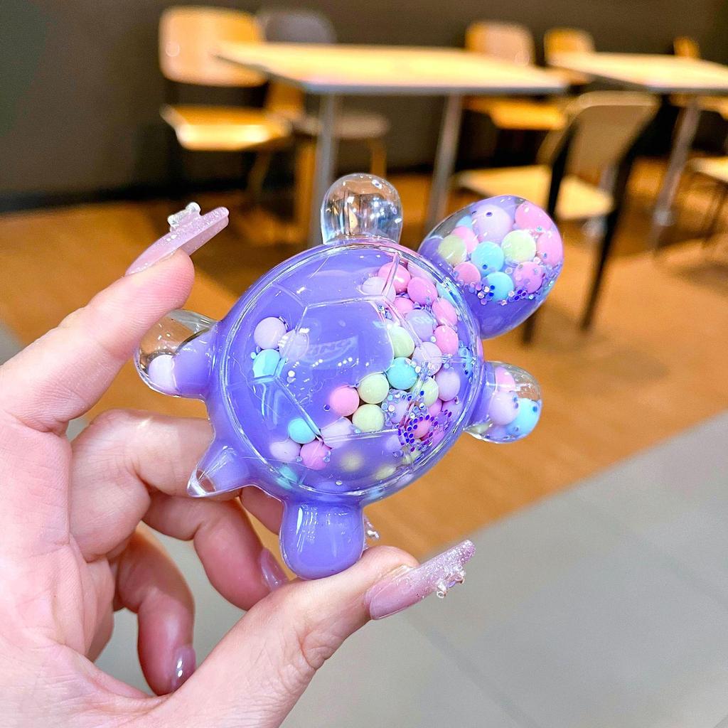 Creative Quicksand Turtle Keychain with Acrylic Macaron Colors and Large Display Stand