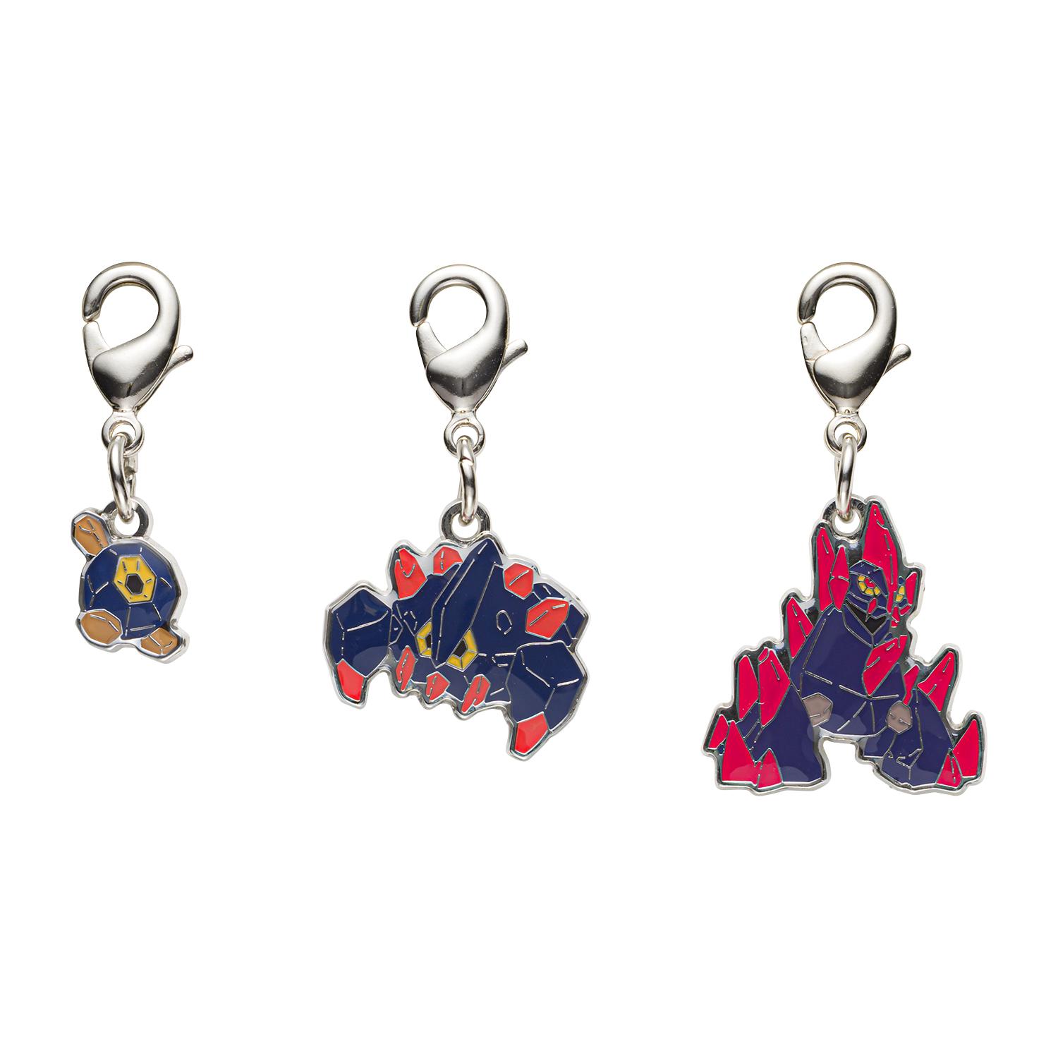 

[Pokemon] Pokemon Center National Pokedex Metal Charm Set: Roggenrola, Boldore, Gigalith (524, 525, 526)