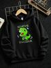 Boys And Girls' Hooded Sweatshirt, Spring Autumn Style Long Sleeve Top, Roaring Cartoon Little Dinosaur with Text Print, Ribbed Cuffs And Hem Design, 
