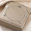 Teamer Hollow Geometric Zircon Charm Bracelet Anklet Stainless Steel Chain For Women Girls Daily Fashion Jewelry Birthday Gift