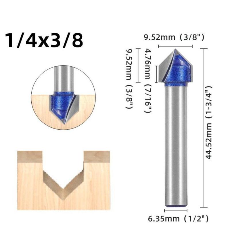 1/4inch 6mm Shank 90 Degree V Groove Template V-Groove V Grooving Router Bitit Carbide Milling Cutter Wood Drilling