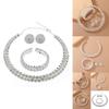 Geometric Bridal Jewelry Set With Water Diamond Necklace Earrings And Bracelet For Women