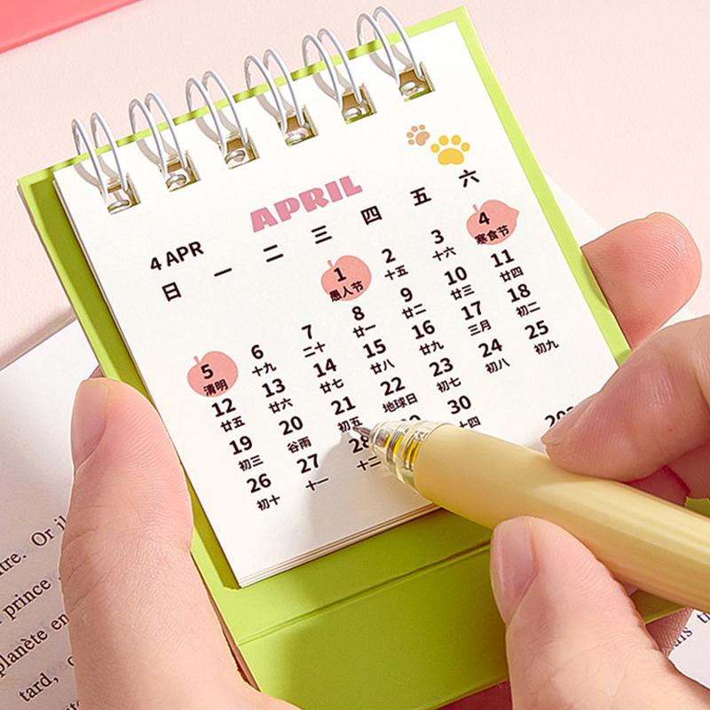 4 Stück Niedliches Pferd 2026 Kalender Tischkalender Ornament Cartoon Kawaii Planer Agenda Täglich Monatlich Schreibwaren Bürobedarf