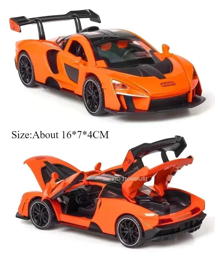 1:32 720S Senna Legering Sportwagen Diecast Model Speelgoed Met Geluid Licht Terugtrekken Deuren Geopend Miniature Voertuigen Vriend'S Cadeau Voor Kinderen