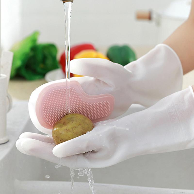 1Pair Dishwashing Gloves Decontamination Clean Non-Slip Heat Insulation Non-Hot Gloves Dishware Vegetable Fruit Cleaning Gloves