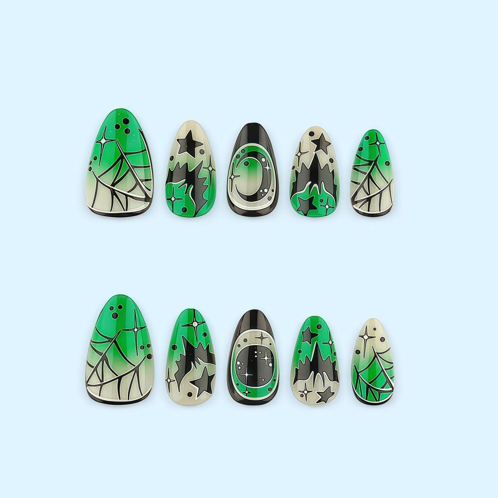 Spooky Halloween Spider Web & Bat Nail Art Kit - Short Almond Wearable Armor Nails