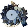 YUYAKESHI Handmade Ribbon Rosette for Ita Bags, Two-Color Ita Bag Decorations, Butterfly and Flower Ornaments for 55-75mm Badges (Navy Blue + Black)