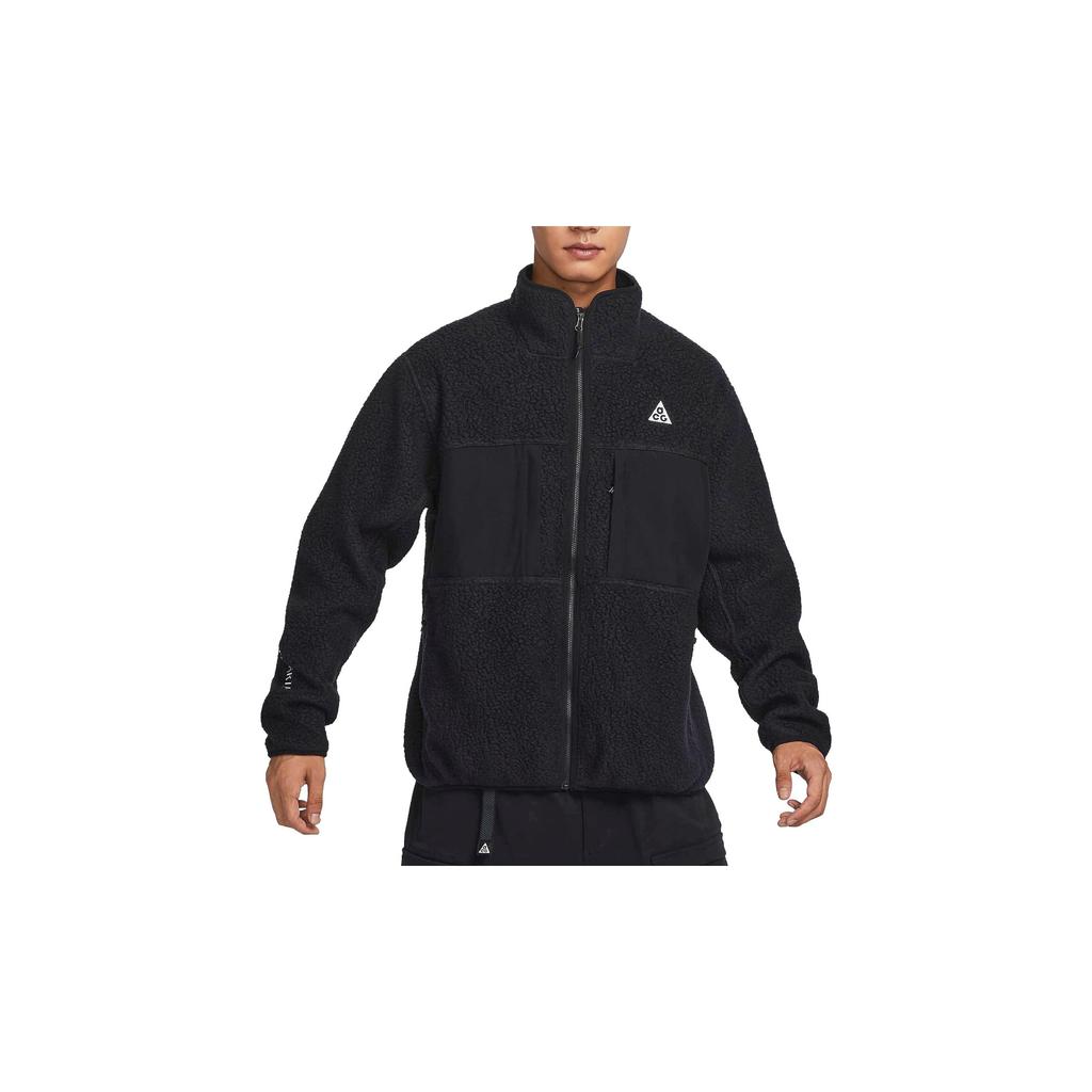 Nike Serie ACG Tinta Unita con Cuciture Collo Alto Zip-Up Giacca Casual in Pile Tessuto Uomo Giubbotti FN0373-010