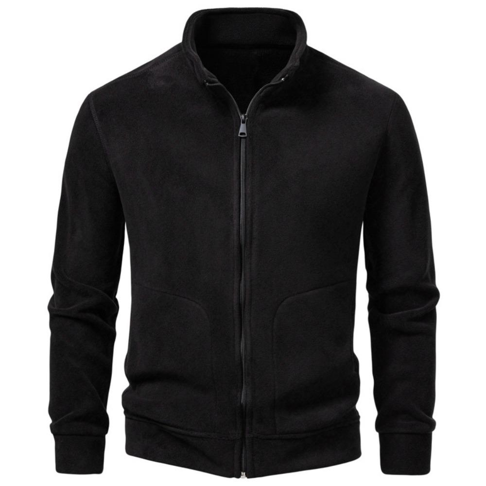 

Мужской осенне-зимний однотонный повседневный кардиган, свитер со стойкой, флисовое и утепленное пальто 4XL чёрный