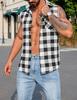Cross-Border Men's Plaid Sleeveless Shirt with Tassel Design