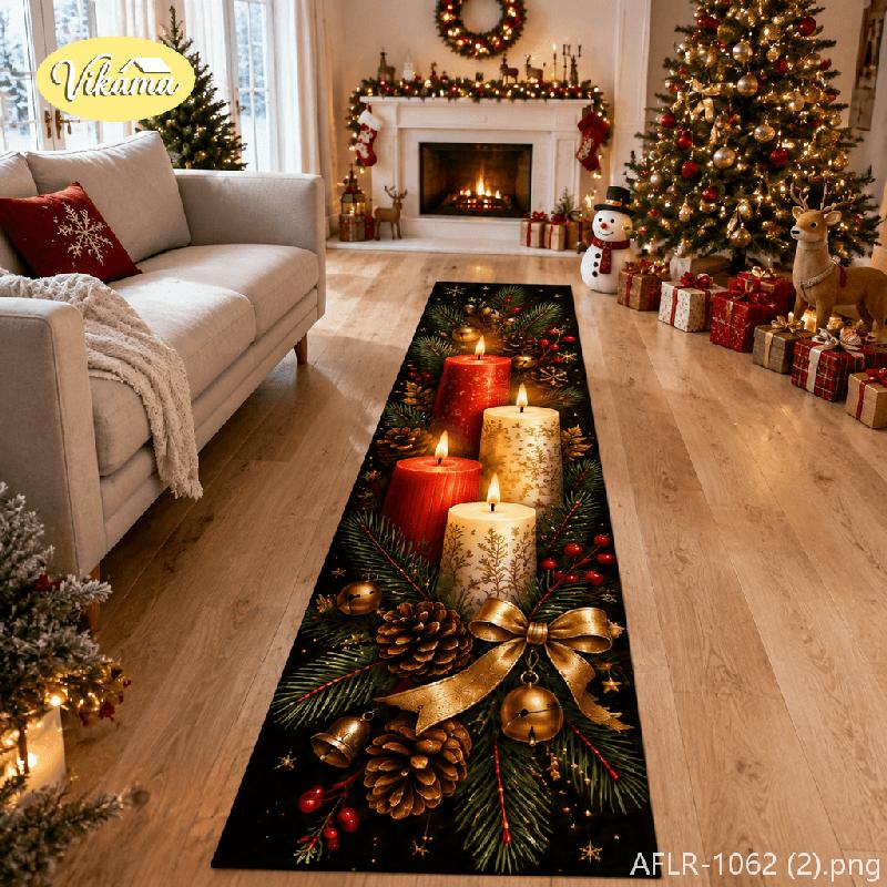 Christmas Rectangular Rug, Non-Slip, Absorbent Kitchen and Hallway Rug, Hallway and Entryway Mat, Home Decor