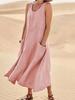 Sleeveless Round Neck Cotton Dress for Women - Spring/Summer Collection