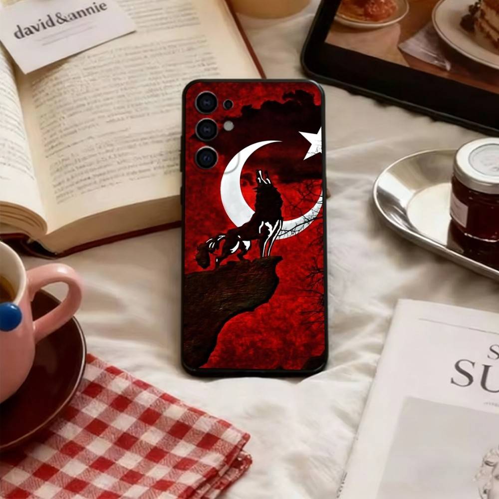 Turk Wolf Turkey Flag  Phone Case Black Silicone Soft For Samsung S25,S24,S21,S22,S23,S30,Ultra,S20,Plus,Fe,Lite