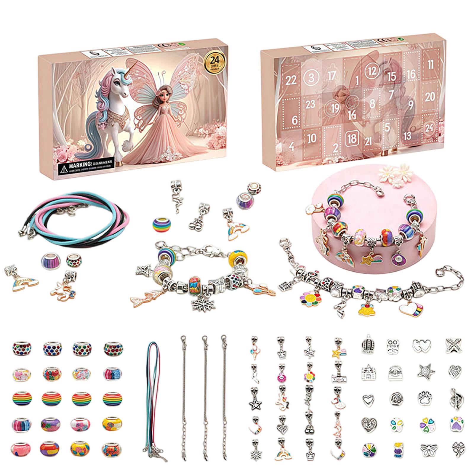 

Адвент-календарь для девочек, Набор для изготовления браслетов своими руками для детей и взрослых, Календарь обратного отсчета, Ювелирные подарки One Size