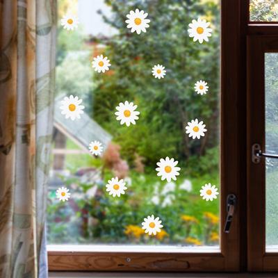 Daisy Window Glass Stickers, Fresh Floral Window and Door Decorative Stickers, Home Beautification and Decoration