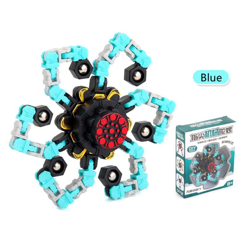 

Іграшка для зняття стресу, що деформується, іграшка-крутильник на пальці, що трансформується, креативна механічна іграшка-гіроскоп для синій