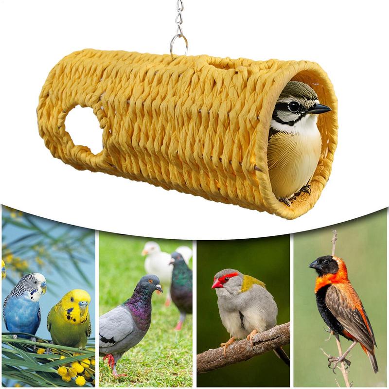 Vogelhäuser für draußen Vogelhaus mit Löchern Gewebter Käfig Zubehör Lebensräume Hängbarer Tunnel für Papagei Nymphensittich Sittich