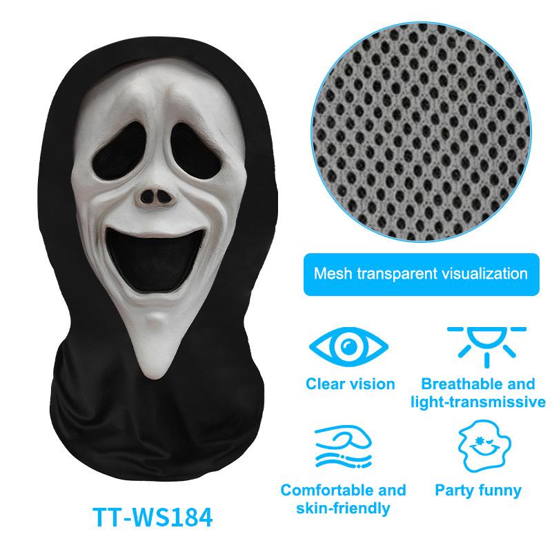 Eerie Ghost White Mask, Halloween Skull Face Costume Accessories, Party Props For Horror Cosplay Masquerade For Adults