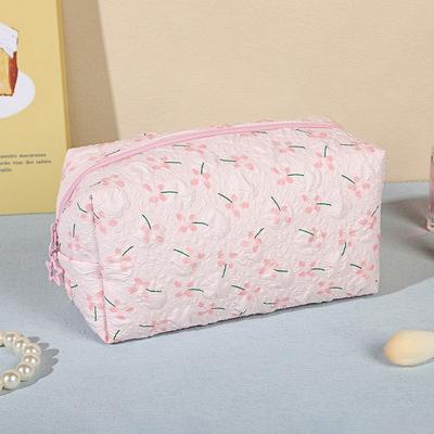 INS Bloemige Make-uptas Zachte Draagbare Make-uptas Praktische Schrijfgerei Opbergtas Vrouwen