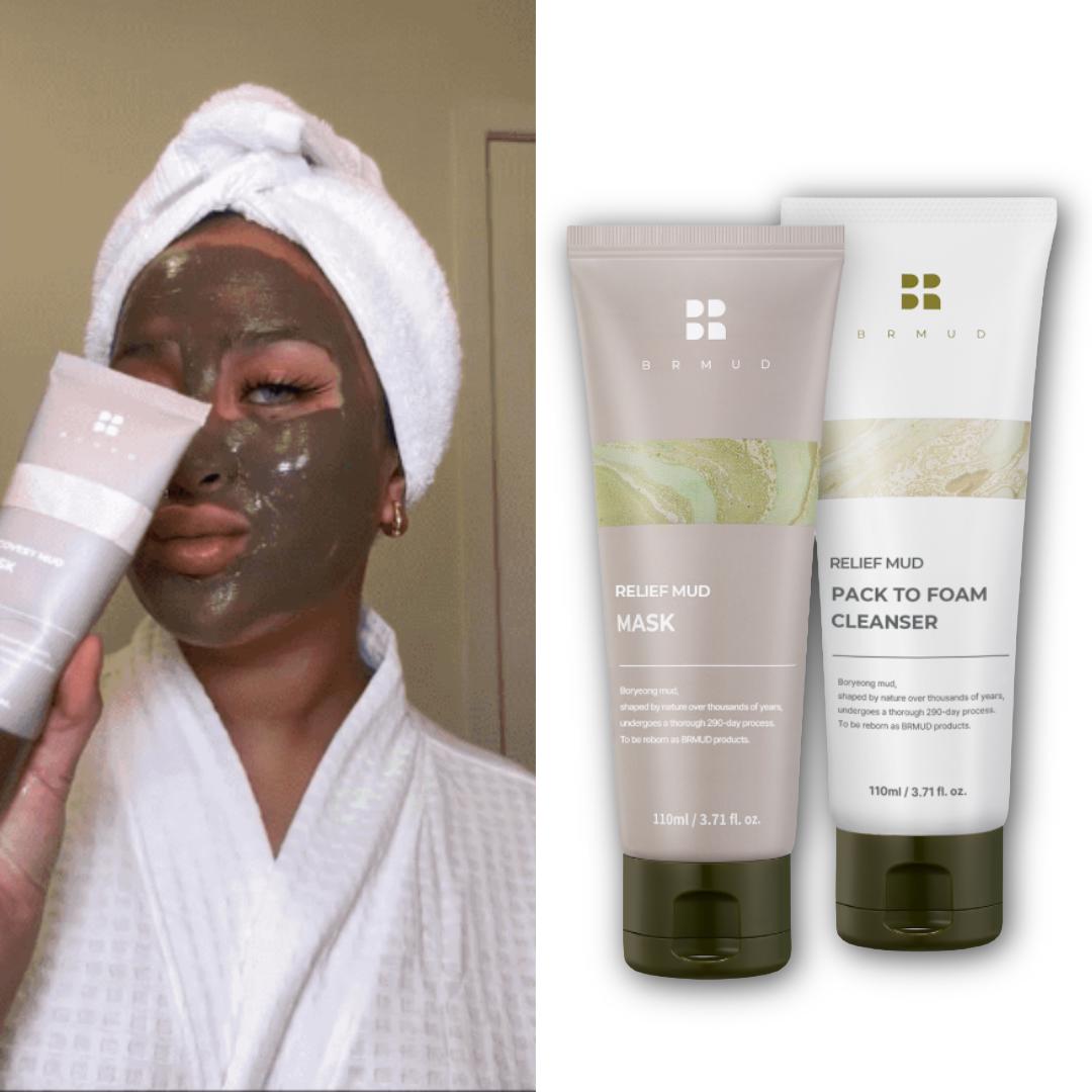 Brmud Unisex [Cardi B’s Pick] Relief Mud Mask (30Ml, 110Ml, 200Ml) / Relief Mud Pack-To-Foam Cleanser (30Ml, 110Ml, 310Ml) (9 Options)