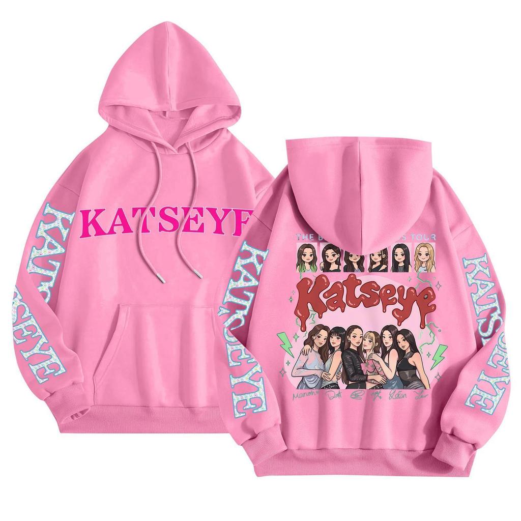 Unisex Mode Leichter Langarm-Pullover mit Taschen Bedruckter Hoodie