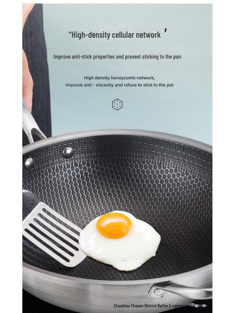 Sartén antiadherente de acero inoxidable 410 con diseño de panal