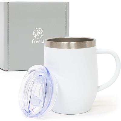 Fresia Vacuum Insulated Stainless Steel Tumbler with Keeps Hot or Dishwasher Perfect As a Christmas or Day 360ml Coffee Cup Lid, Cold, Safe, Mother's