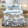 Starfish Shells Beach Ocean Digital Printed Duvet Cover Set with Pillowcases Flannel Bedding Collection, Soft Cozy Breathable