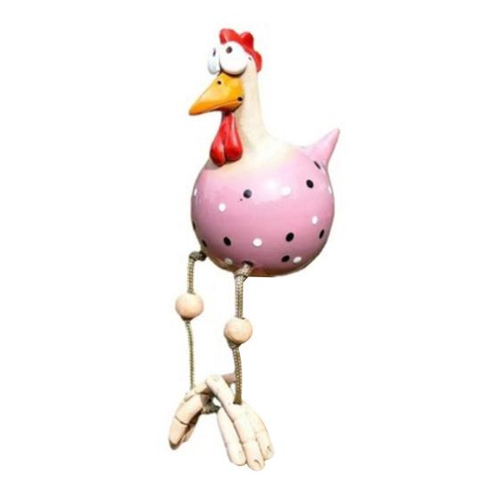 

Funny Chicken Figurine with Dangling Legs Big Eyes Resin Cartoon Rooster Statue for Outdoor Garden Lawn Patio Balcony Decor A