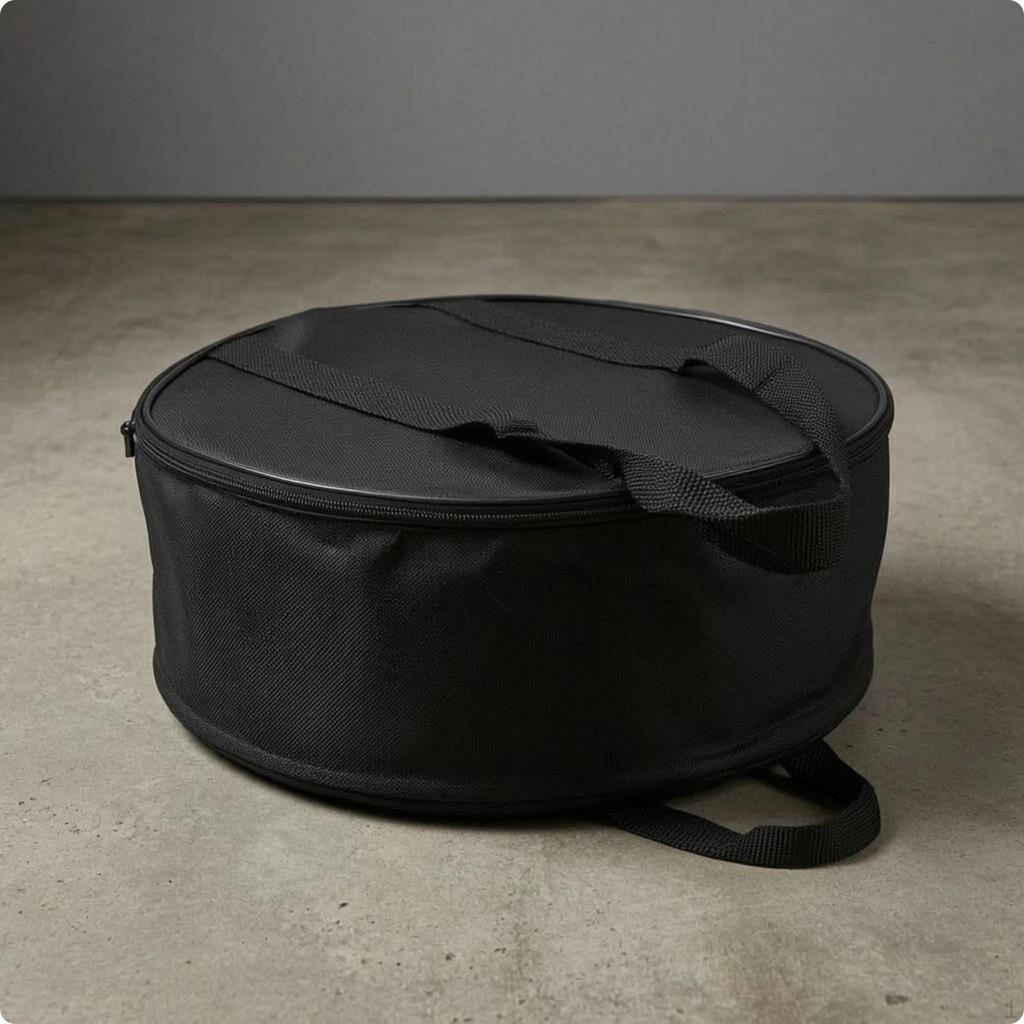 Woven Textile Storage Bag Structured Zippered Black Carry Case