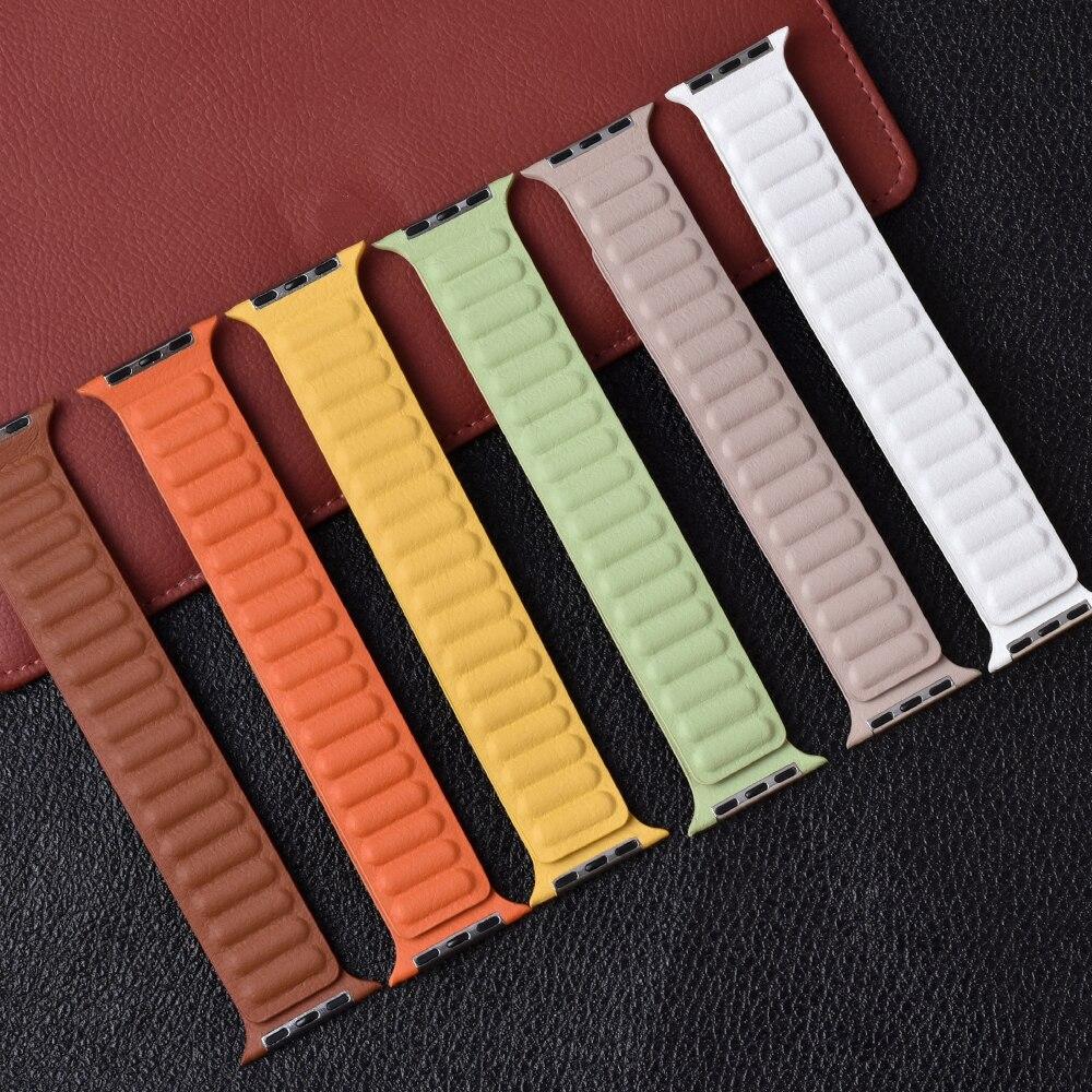 Magnetický kožený pásek pro Apple iWatch série 7 6 SE 5 4 3 2 1 páskový náramek 42 mm 38 mm 44 mm 40 mm pásek