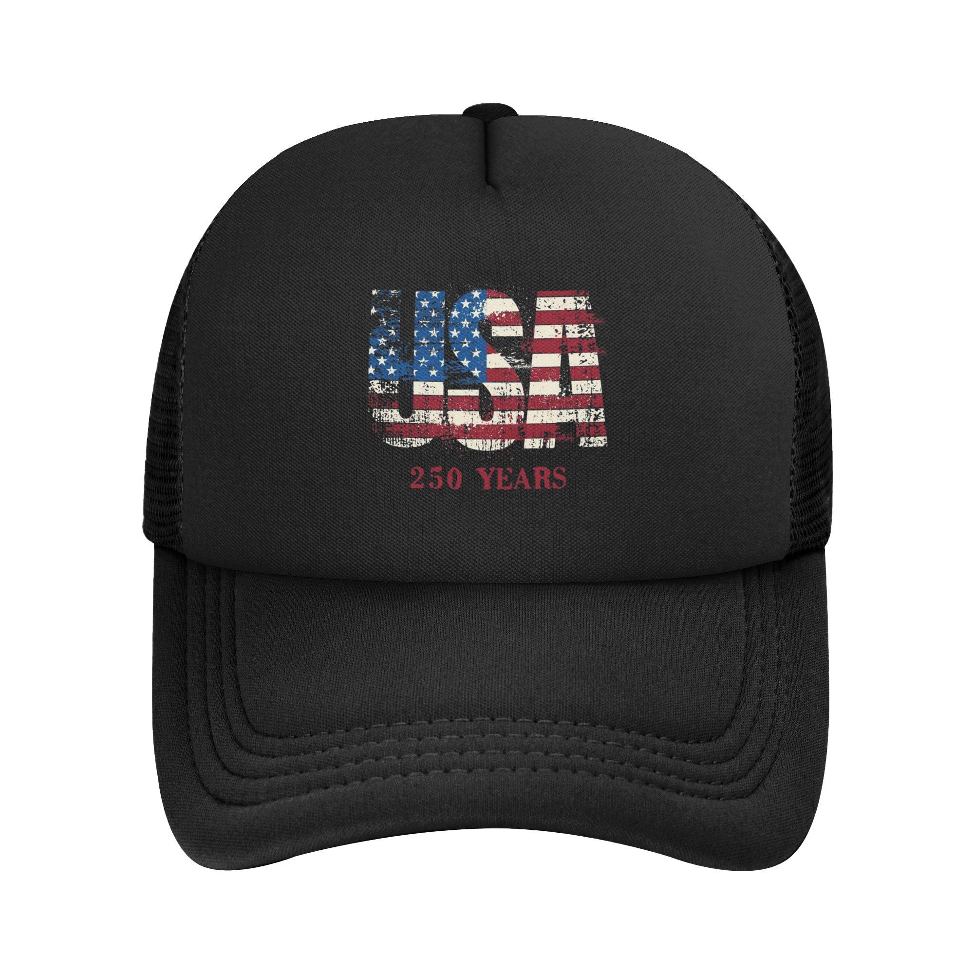 

250 Years American Anniversary Foam Trucker Hats Unisex Summer Cooling Mesh Snapback Cap Trendy Sun Cap Adjustbale One Size