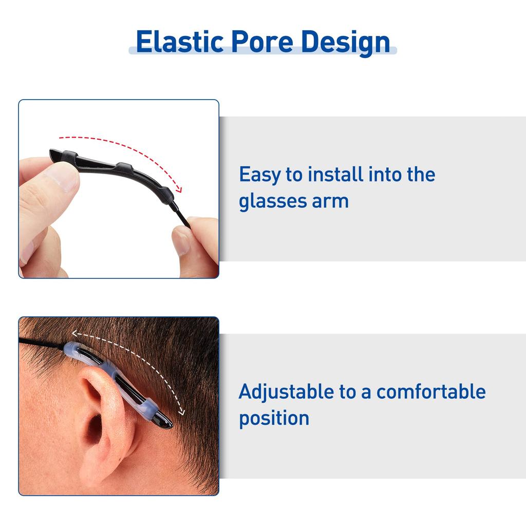 Eyeglass Ear Cushions - Soft Silicone Glasses Ear Grip Temple Tips Eyeglass Pads Anti Slip Eyeglasses Ear Hook Comfort Sport