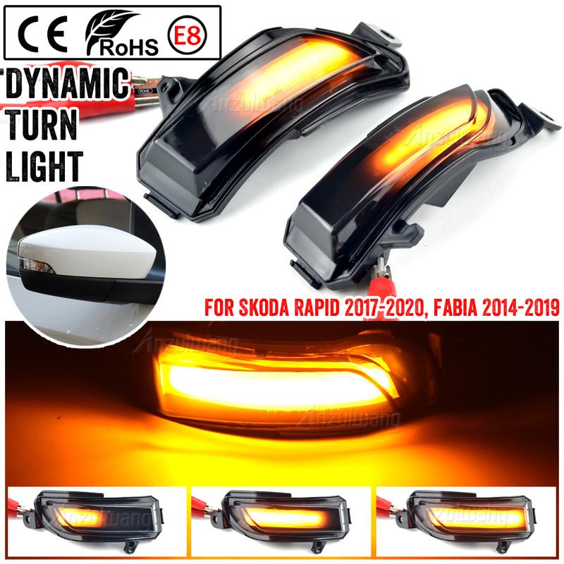 Side Wing Mirror Indicator Dynamic Turn Signal LED Light For Skoda Fabia 2014 2015 2016 2017 2018 Rapid 2017-
