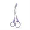 2pcs Random Color Eyebrow Trimming Scissors with Built-In Comb - Stainless Steel, Precision Grooming Tool for Perfect Brows