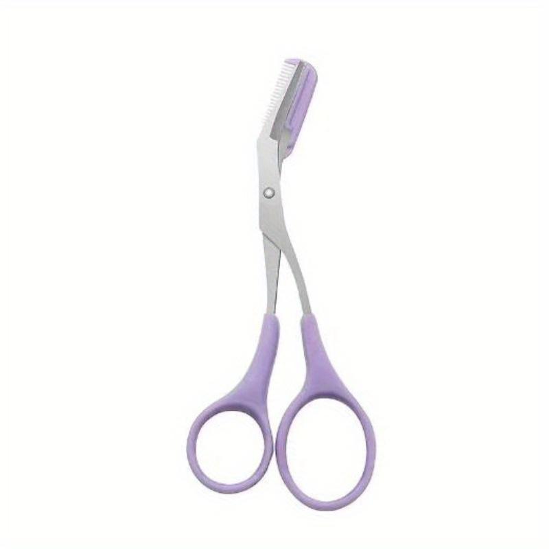 2pcs Random Color Eyebrow Trimming Scissors with Built-In Comb - Stainless Steel, Precision Grooming Tool for Perfect Brows