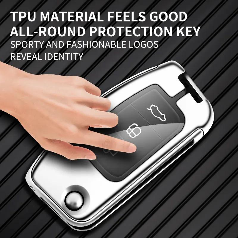 Interior Mouldings Car Metal Key Case Cover Shell For Ford Focus 2 3 Ecosport C-Max S-Max Ka Mondeo Kuga Galaxy Fiesta Keychain